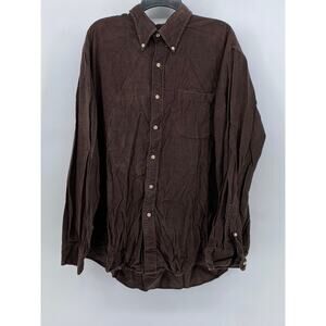 LANDS END Men's Vintage Brown Button Down SZ (XL) (17-17 1/2)
